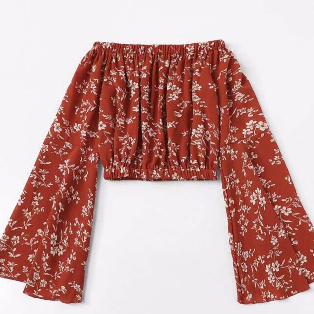 Floral off the shoulder crop top